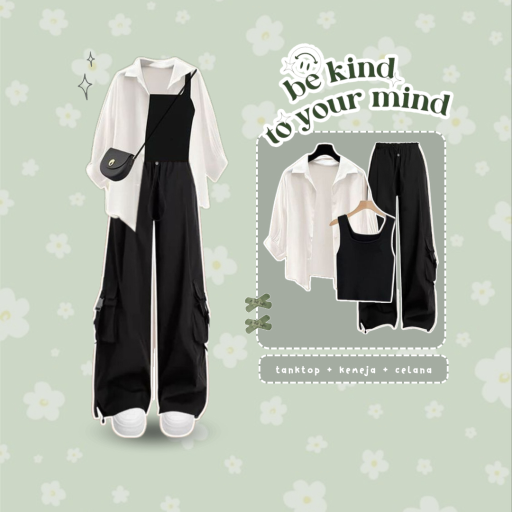 Dreamy - AA307 Setelan Wanita Murah Kekinian OOTD Outfit Remaja Terbaru Terhits Paket Lengkap 3in1