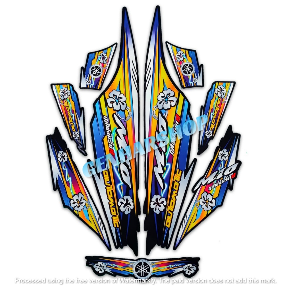 STIKER STRIPING LIS BODY MOTOR MIO SPORTY VARIASI HITAM FULLSET