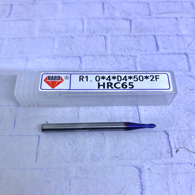 Ballnose Ballmill 2 mm atau R1 HRC 65 Carbide baru Ballmill Ballnose 2mm HRC65