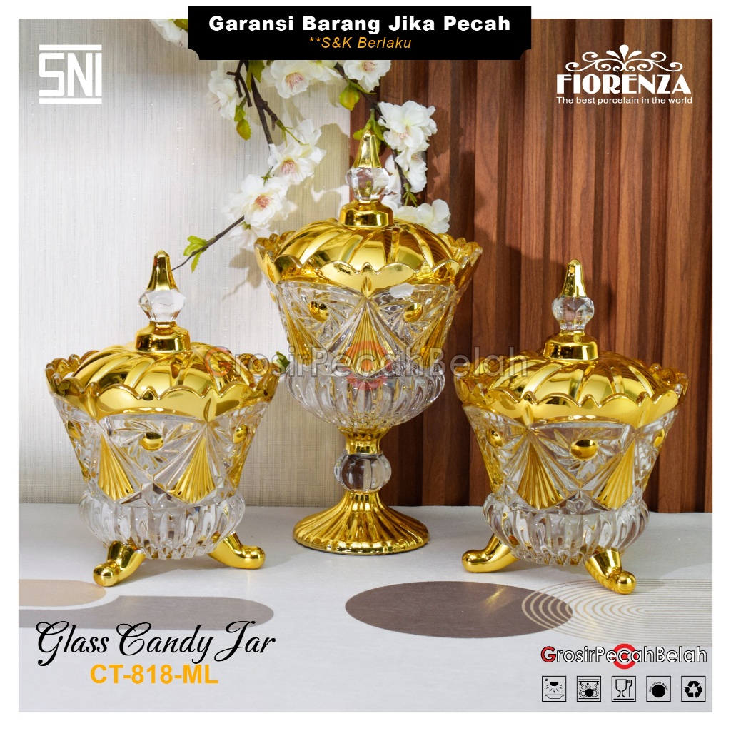 Toples Kue Makanan Permen Keramik Set Motif Bunga Fiorenza CT-818-ML