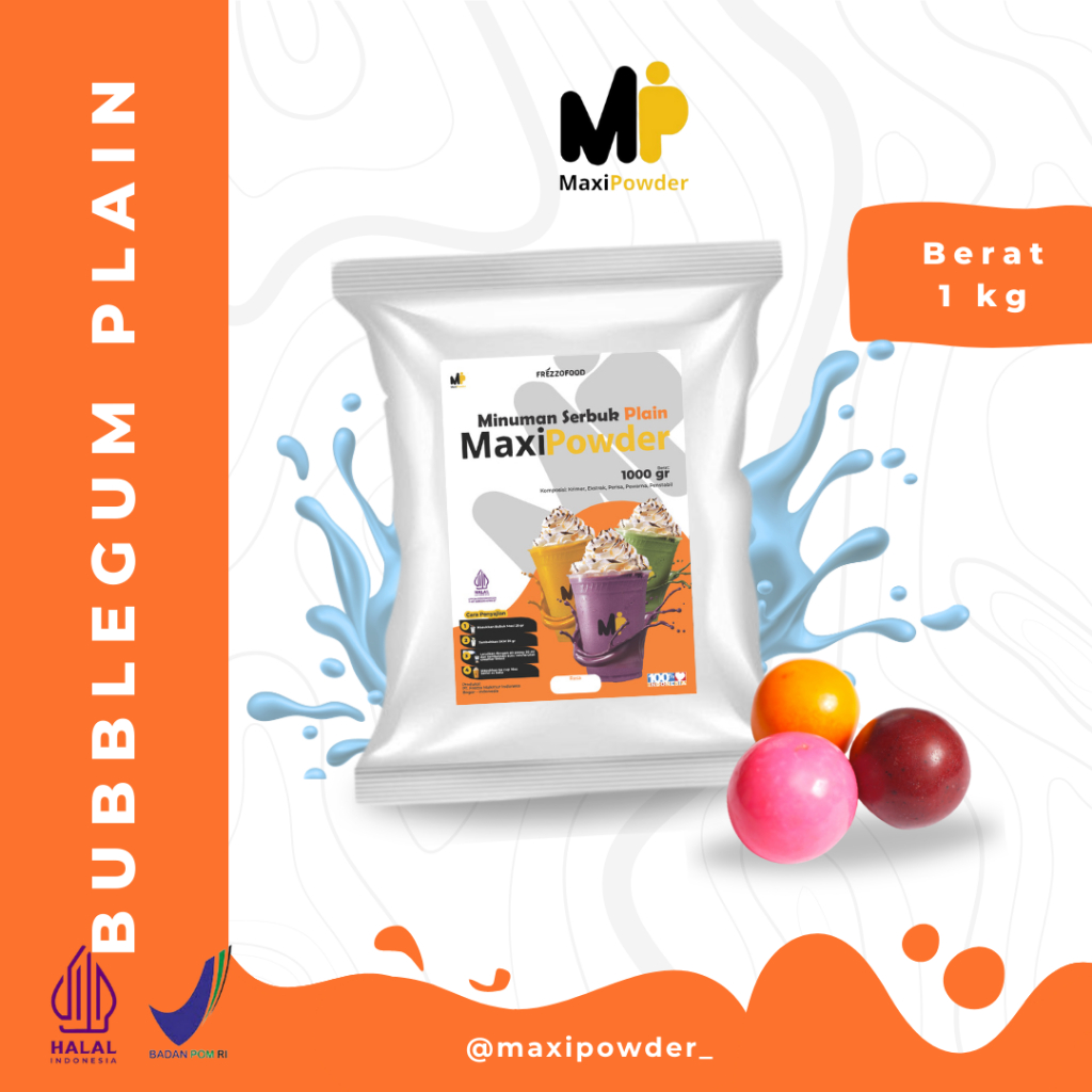 

Bubuk Minuman Rasa PLAIN BUBBLEGUM 1kg / Minuman Kekinian Bubblegum Termurah / MaxiPowder