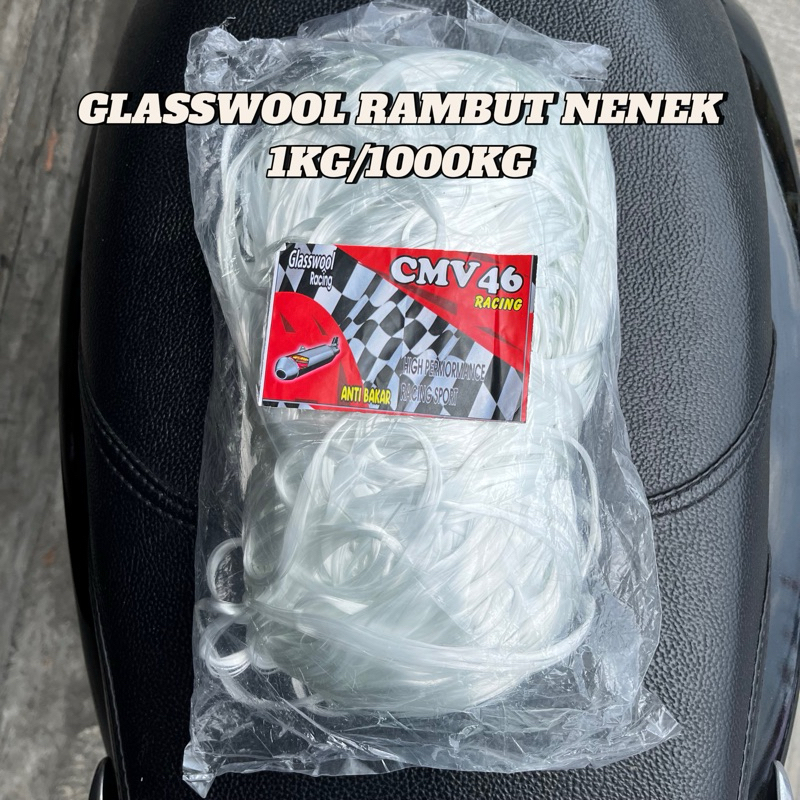 GLASSWOOL GASBUL RAMBUT NENEK GLASSWOOL KNALPOT 1.000gram
