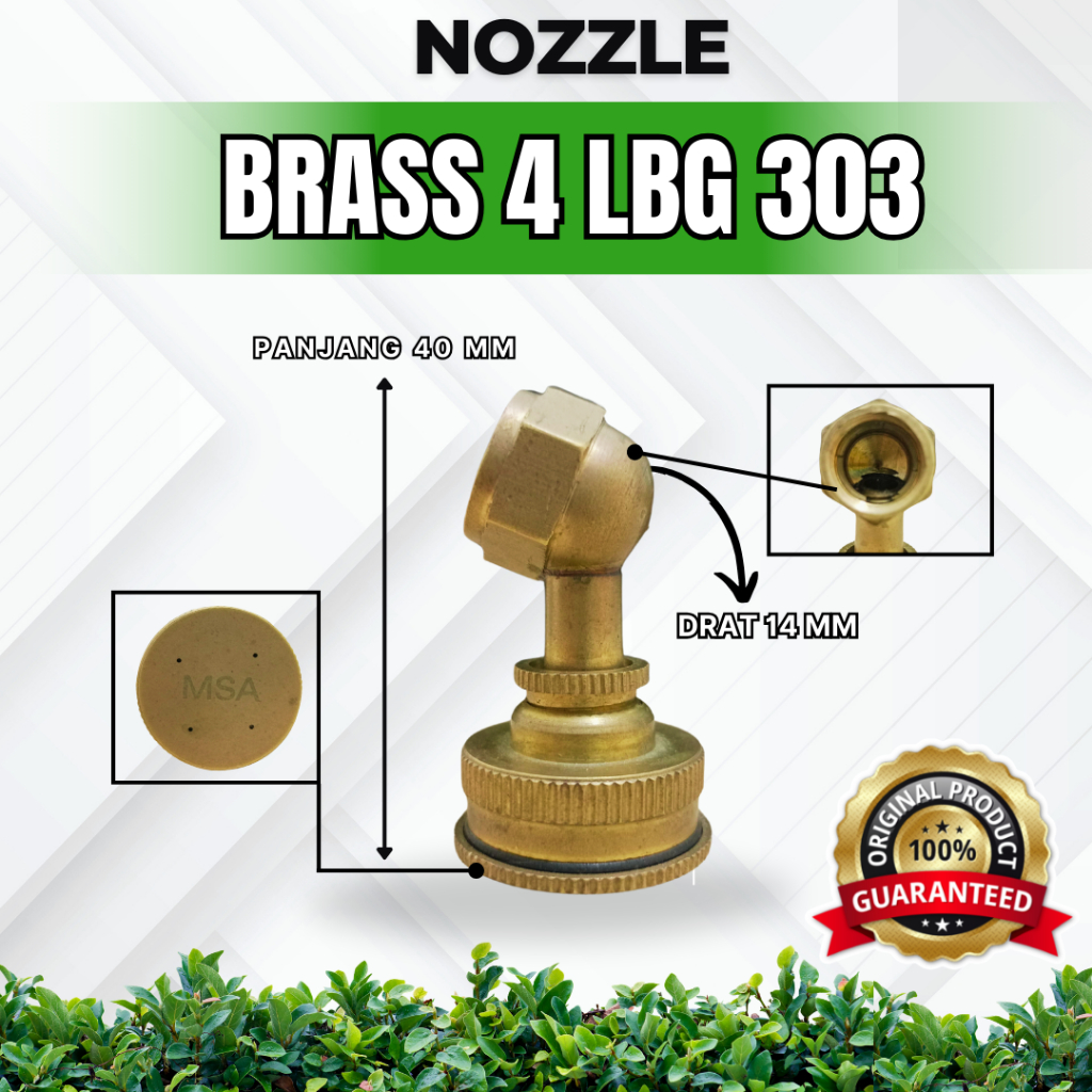 NOZZLE BRASS 4 LUBANG BENGKOK SPRAYER 303 MSA(nozzle brass 4 lubang bengkok sprayer elektrik)