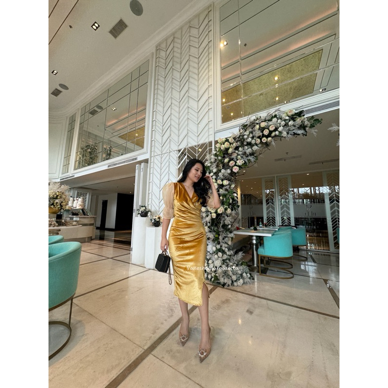 Exclusive` [Vm] - 9021 - Dress Pesta / Dress Bludru Murah / Dress Pesta Bludru