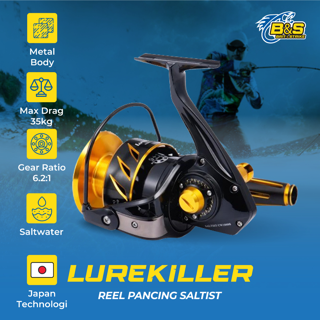 Lurekiller SALTIST jepang Reel Pancing full metal cw3000/cw4000/cw4000H/cw5000/cw6000/cw10000/cw1000