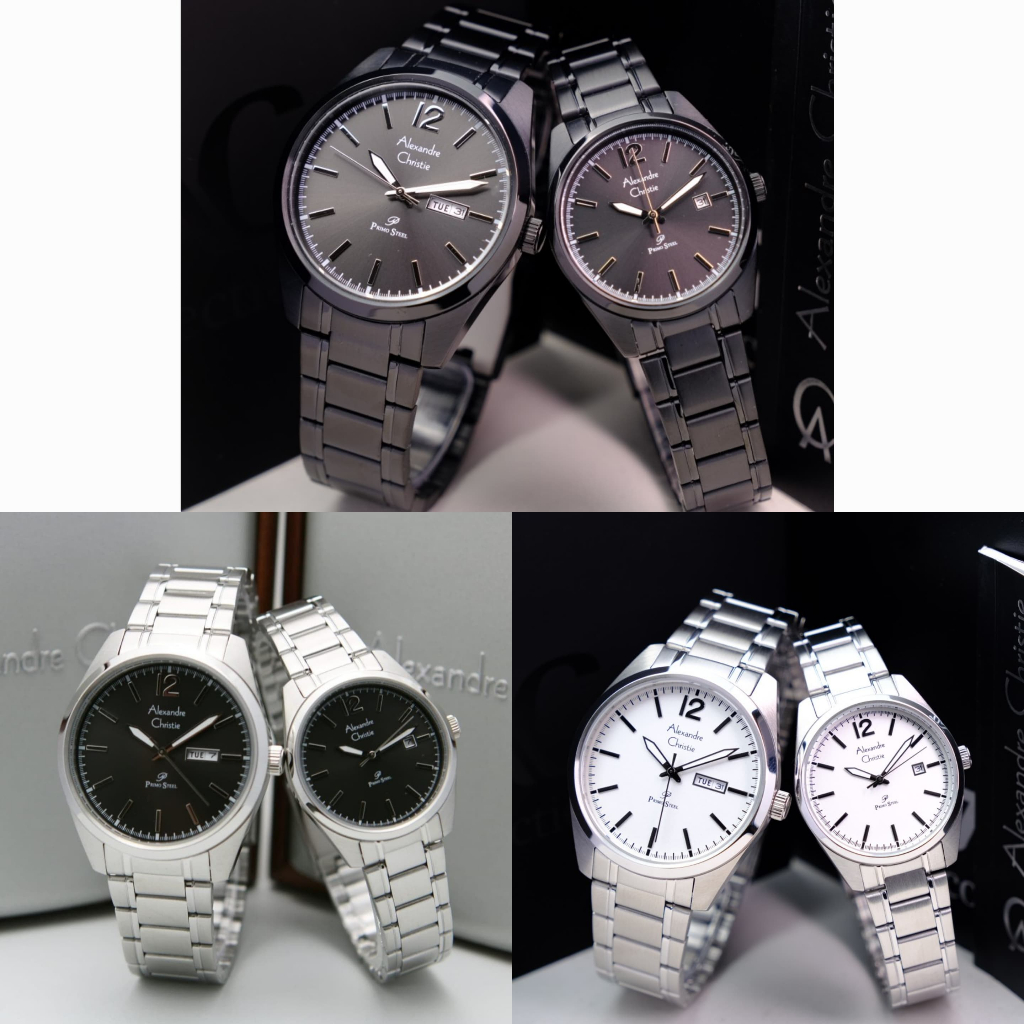 JAM TANGAN COUPLE ALEXANDRE CHRISTIE AC 1012 AC1012 BLACK ORIGINAL GARANSI RESMI 1TAHUN