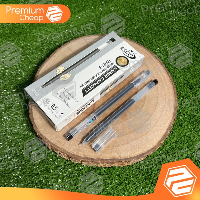 

[12 PCS] Pulpen Pen Gel Esco 0.5mm Transparan Segitiga ES-833