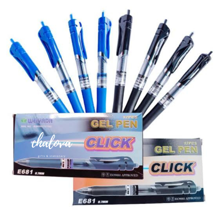 

[LUSIN] BOLPEN / PULPEN / BOLPOIN GEL WEIYADA CLICK TINTA HITAM DAN BIRU UNTUK TANDATANGAN ISI 12