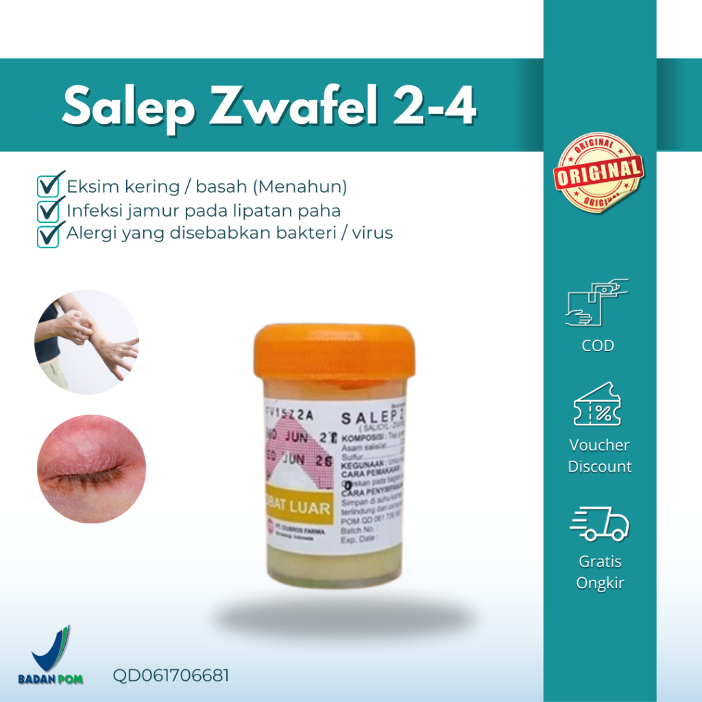 Salep gatal Zwafel 24 Original BPOM obat Gatal Panu Alergi Kutu Air Kurap Selangkangan Skabies Eksim