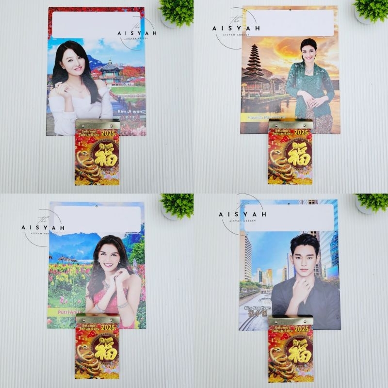 

satu set kalender harian 2025 sedang + tatakan/papan gantungan TH artis