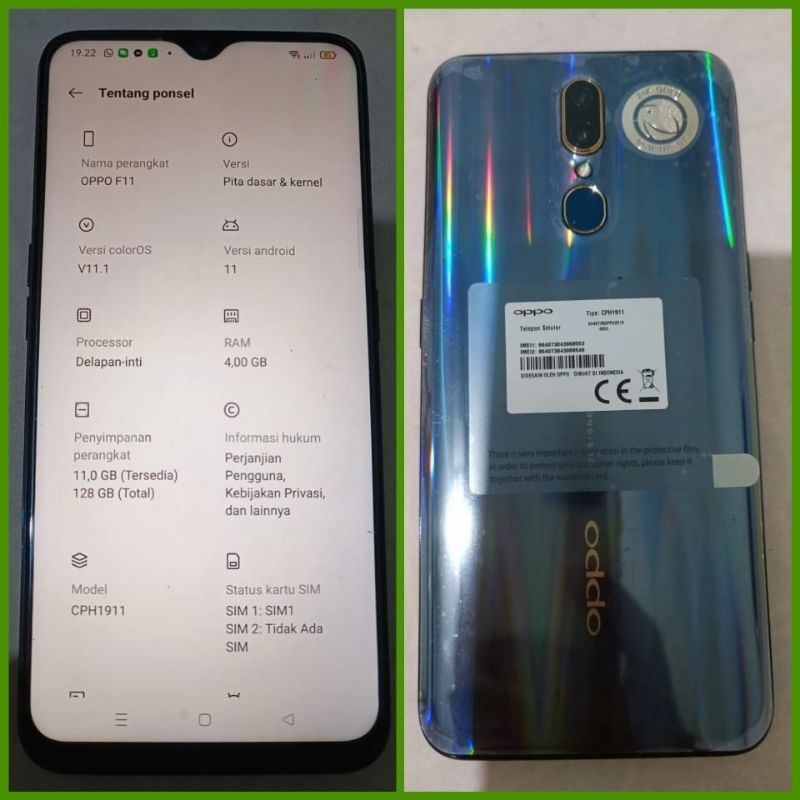 Oppo F11 RAM 4/128 GB Fulset (Second)
