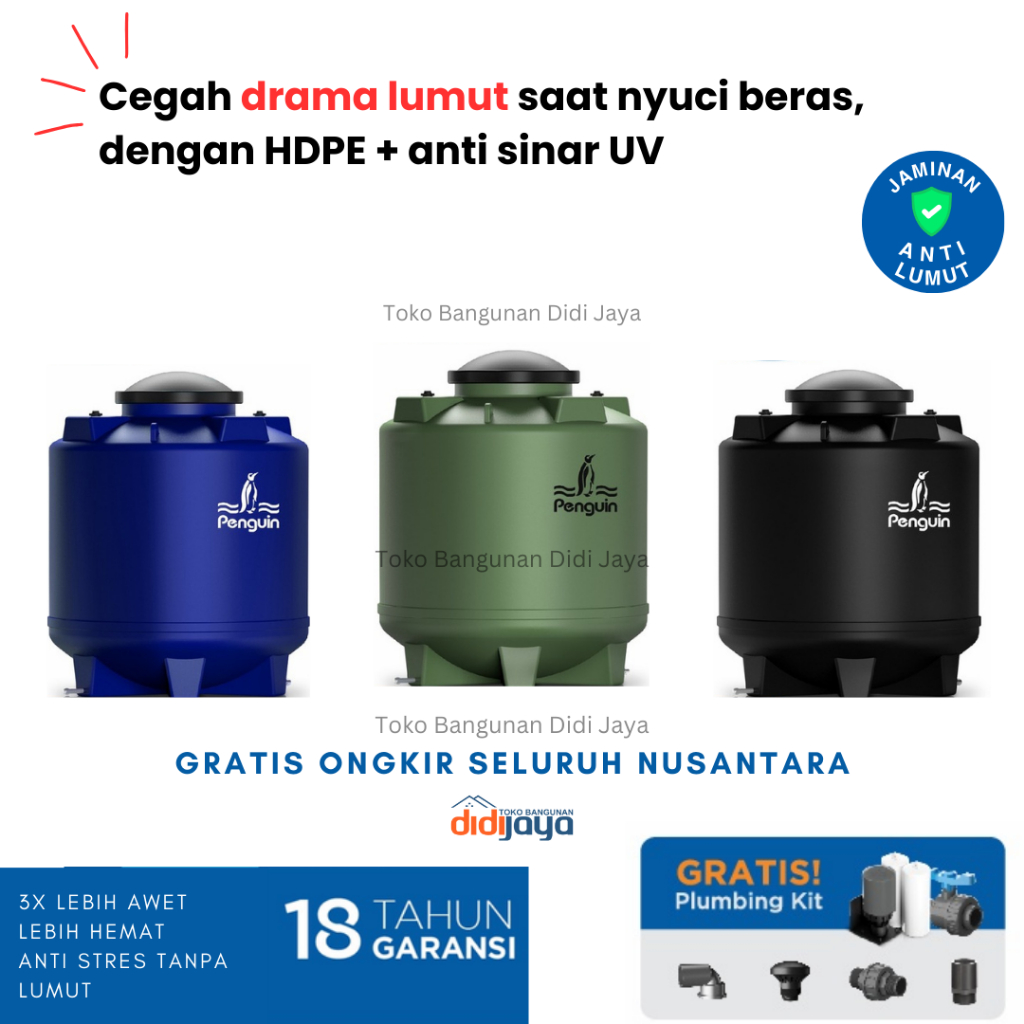 Tandon Air Tanam Penguin 2000 Liter TQ 200 | Toren Air | Tangki Air Tanam Penguin