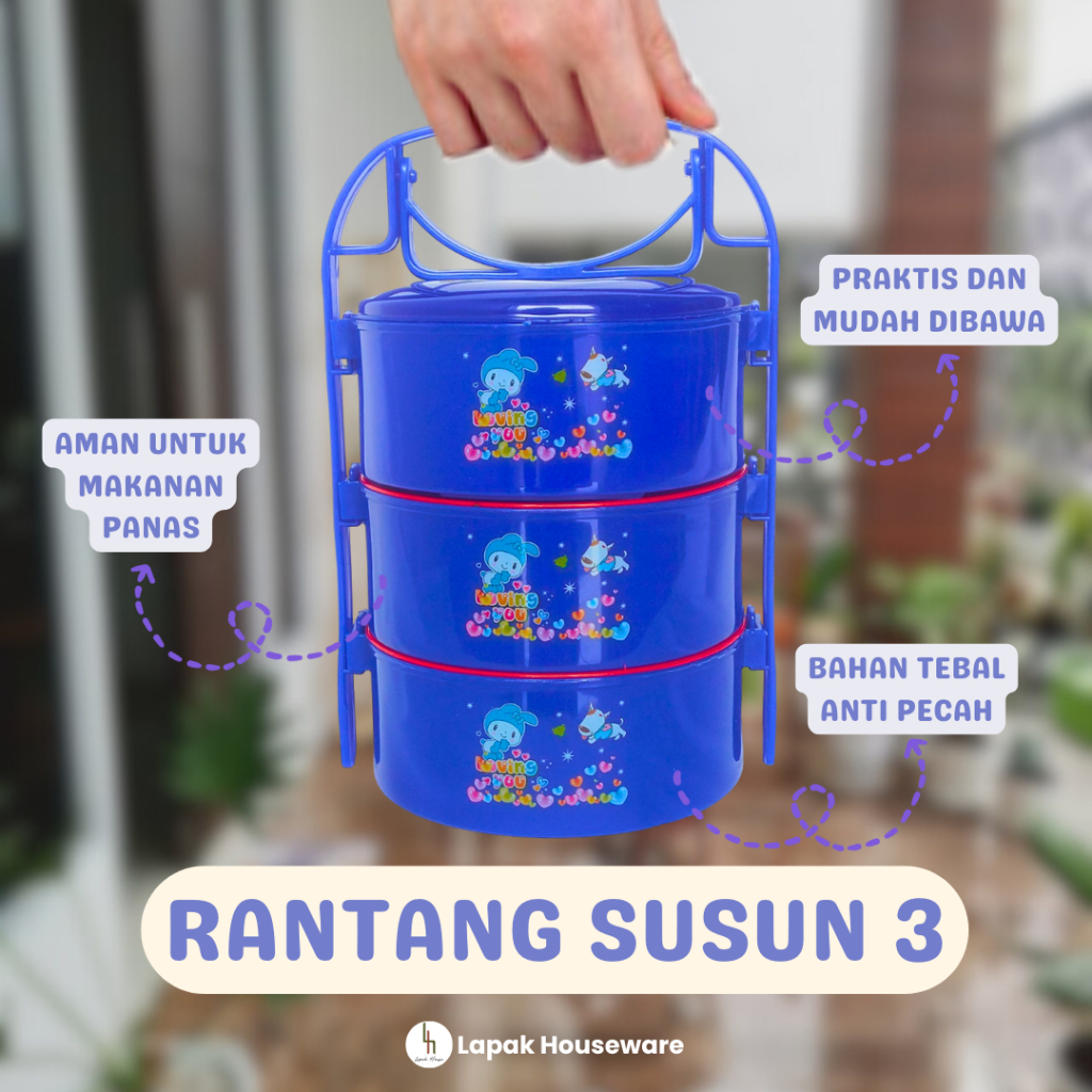 Rantang Susun 3 / Rantang Plastik / Rantang Plastik Bulat susun 3