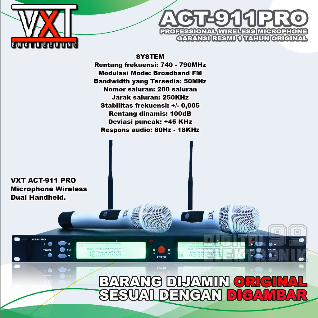 Microphone Mic Wireless VXT ACT-911PRO | ACT 911PRO | ACT911 PRO Dual Handheld Original