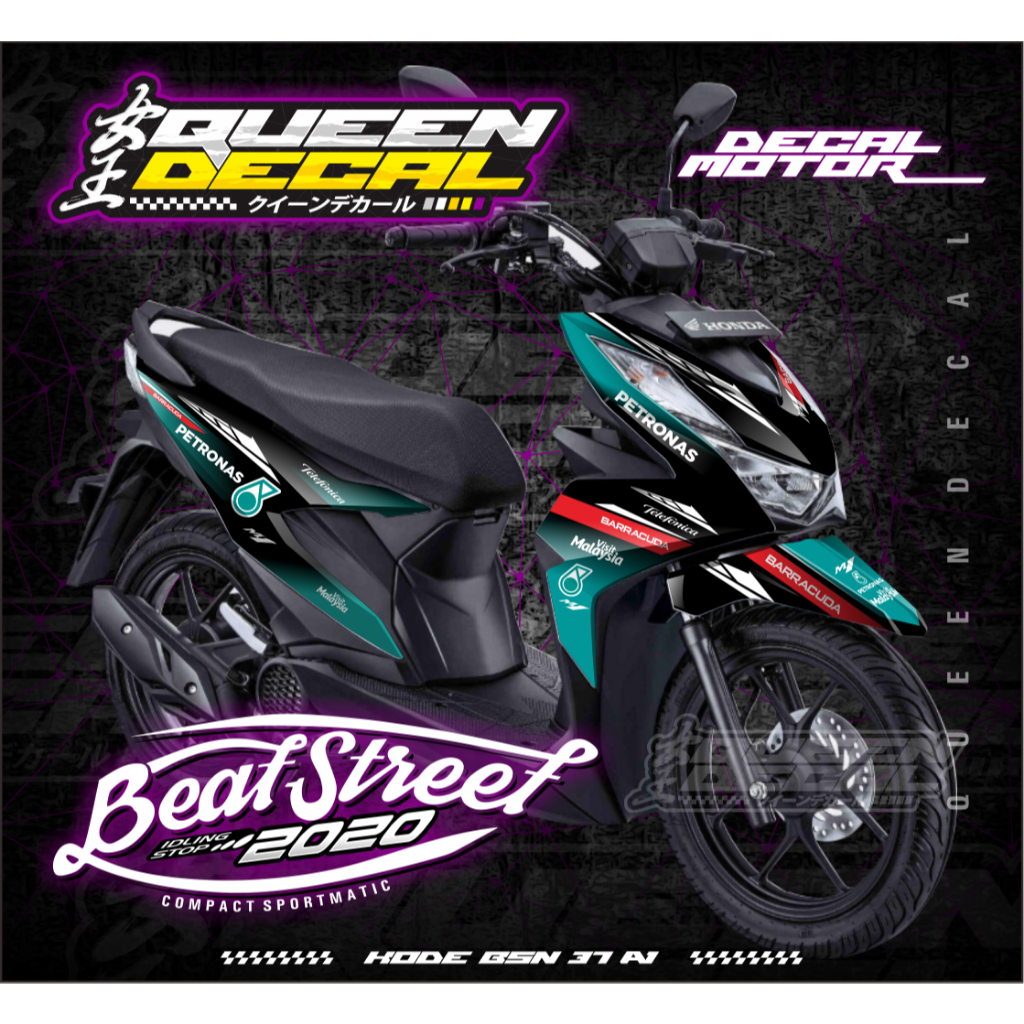 Decal Stiker Motor Full Body Beat Street 2020 Desain Motif Custom Petronas (READY) - BSN