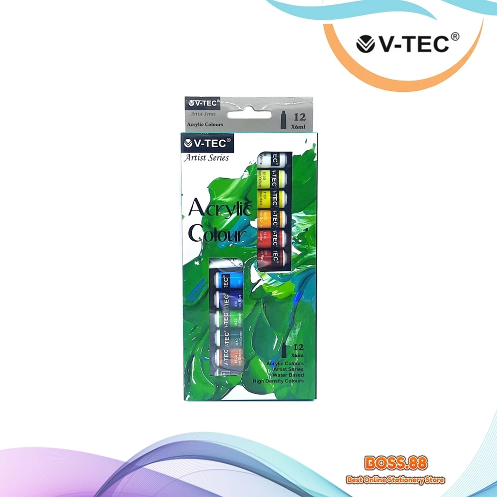 

ACRYLIC PAINT / CAT ACRYLIC 12 WARNA 6 ML V-TEC VT-612 A (1 SET)