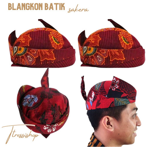 Blangkon Batik Anak Blangkon Jawa Madura Blangkon Sakera Merah / Blangkon Batik Sakera