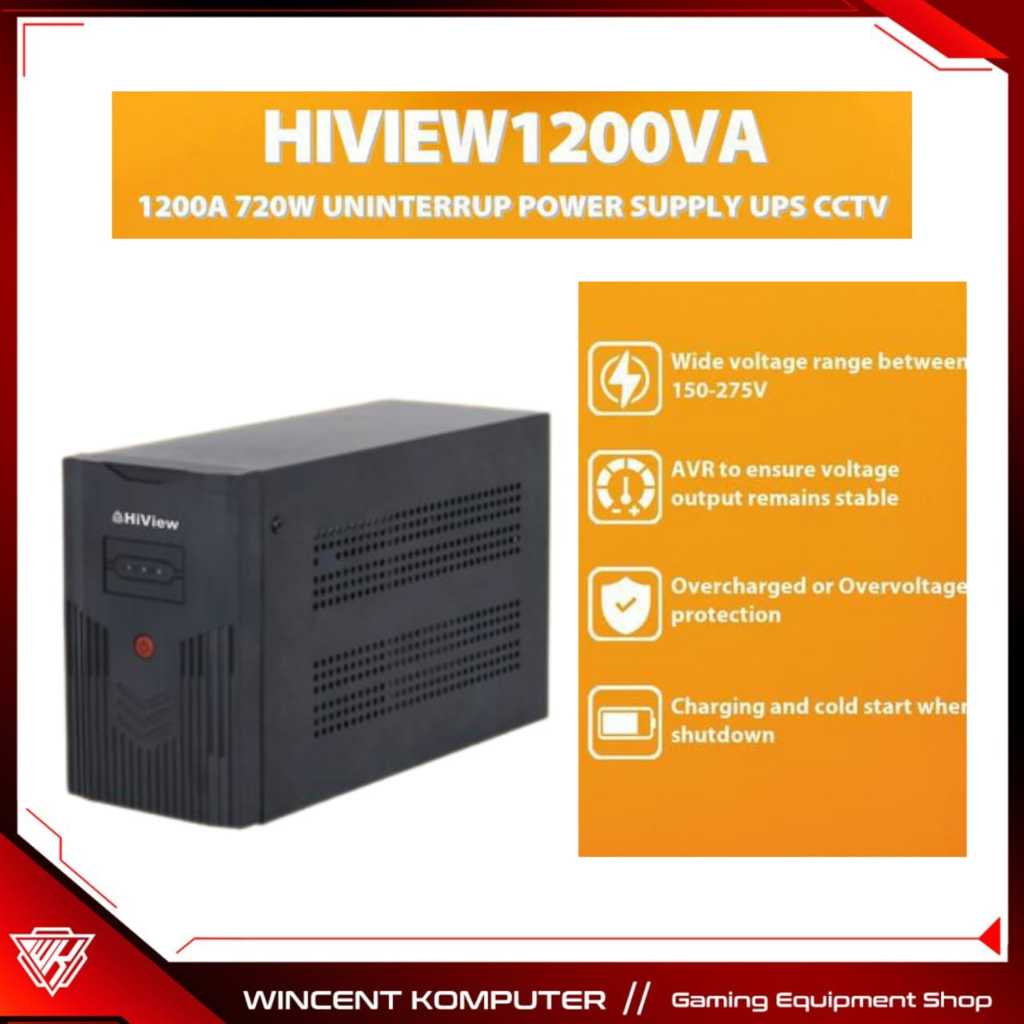 HIVIEW HIVIEW1200VA 1200A 720W UNINTERRUPTIBLE POWER SUPPLY UPS CCTV