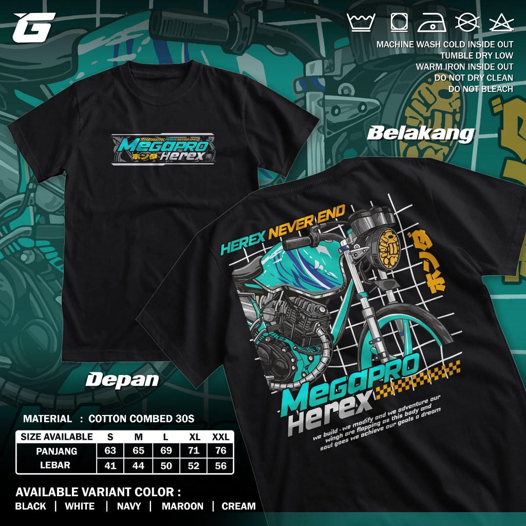 Kaos Racing Honda Megapro Never End Baju Disto Motor Herex Honda Gank Tshirt Otomotif GBA2061