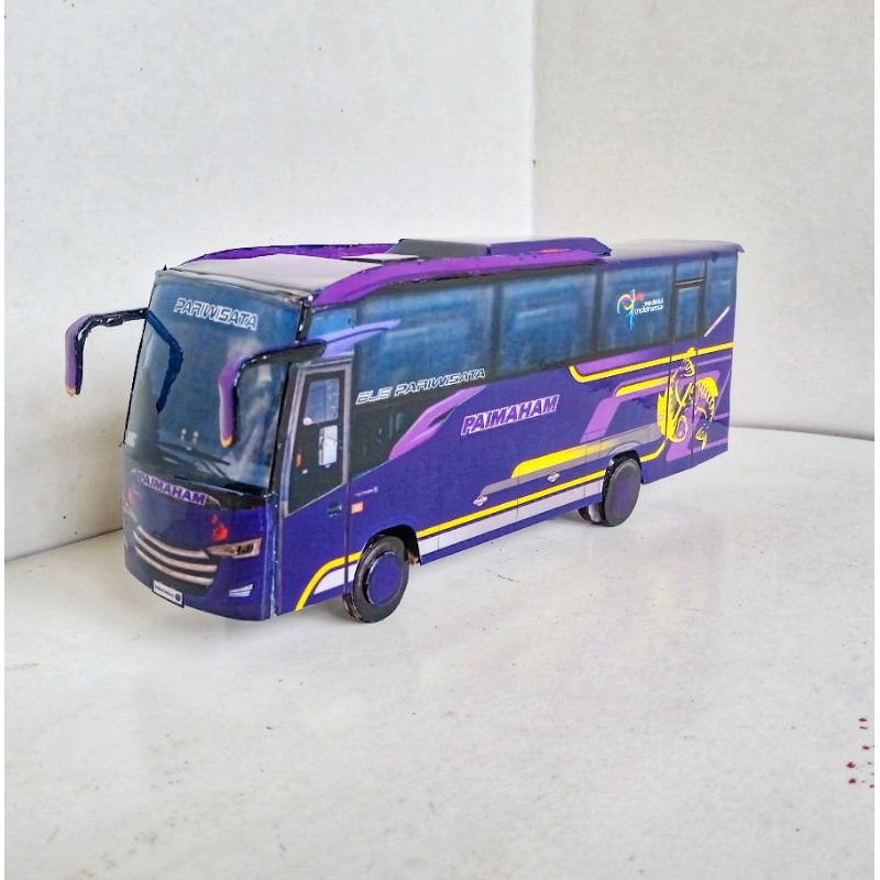 Miniatur bus kertas PO Paimaham, Skala 50, Panjang 19 cm, Bodi Medium bus