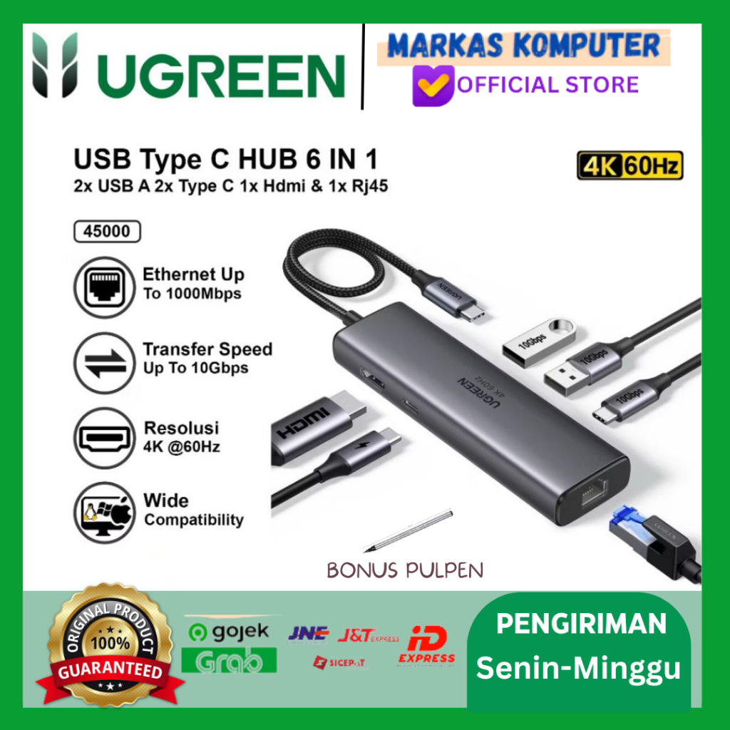 UGREEN HUB TYPE-C 6 IN 1 / 45000