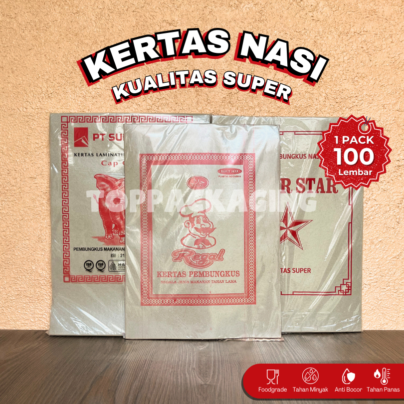 Super Star Kertas Nasi Bungkus Minyak Padang Laminasi Suparma Gajah Regal
