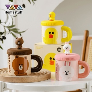 [READYYY] [LINE FRIENDS] NO BOX Ceramic Mug/ Milk Coffee Cup/ Cute Cartoon Cup/ Cup with Lid/ Gift