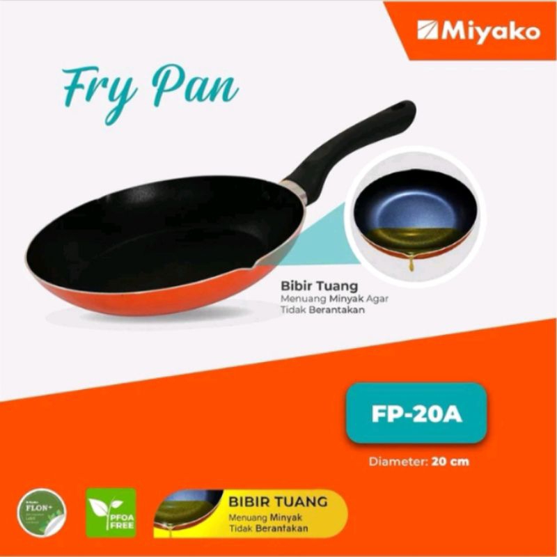 TEFLON MIYAKO WAJAN FRY PAN MIYAKO PANCI TEFLON GORENG BIBIR TUANG MIYAKO COOKWARE