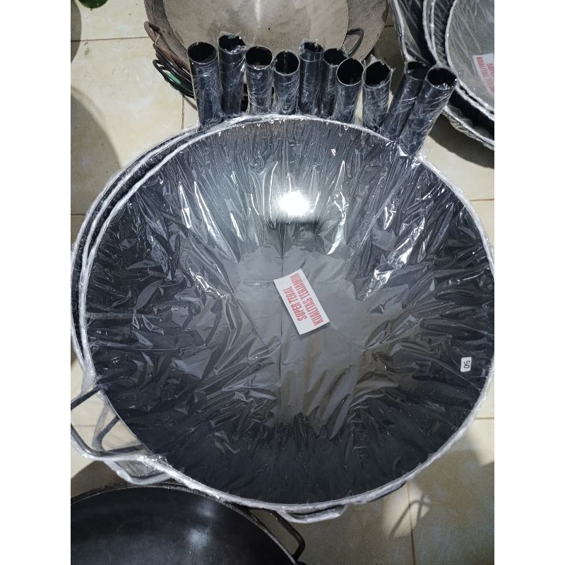 WAJAN NASI GORENG ANTI LENGKET 50CM // WOK SEASONING // Wajan Besi // Wajan Baja