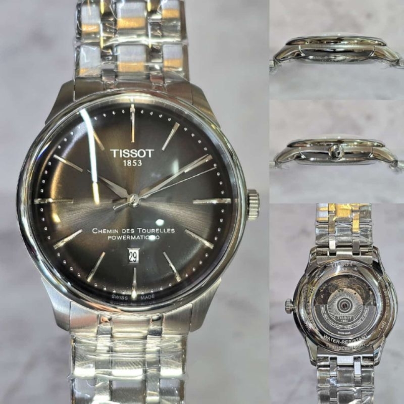 JST 2096 JAM TANGAN PRIA TISOT CHEMIN DES TOURELLES POWERMATIC SILVER ABU STAINLESS SUPER PREMIUM