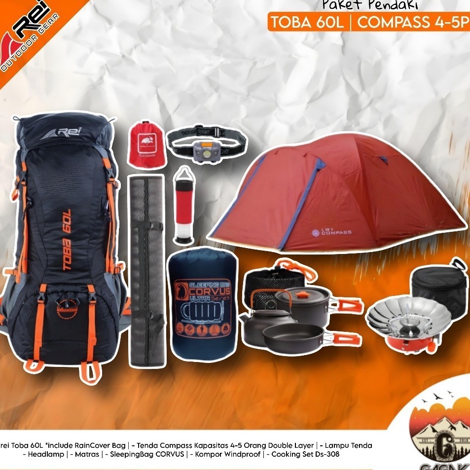 Diskon Tambahan  Tas Gunung  Tas Carrier  Arei Outdoorgear  Toba 6L  Paket Hemat alat Pendaki Gunung