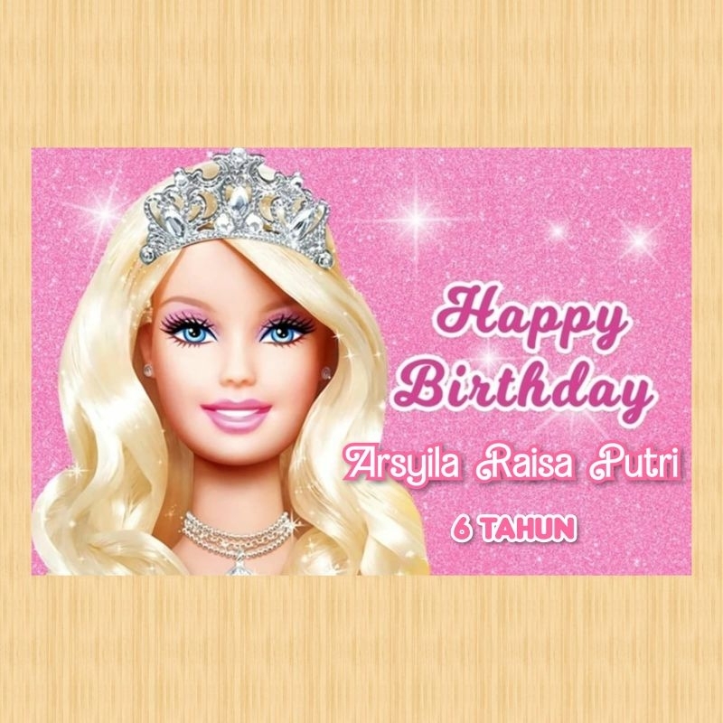Spanduk BARBIE banner BARBIE spanduk banner ultah anak background BARBIE custom backdrop ulang tahun