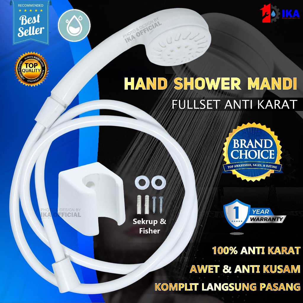 Hand Shower White Deras  Shower Kamar Mandi Set Selang dan Kepala Putih Hand shower mandi MODEL TOTO