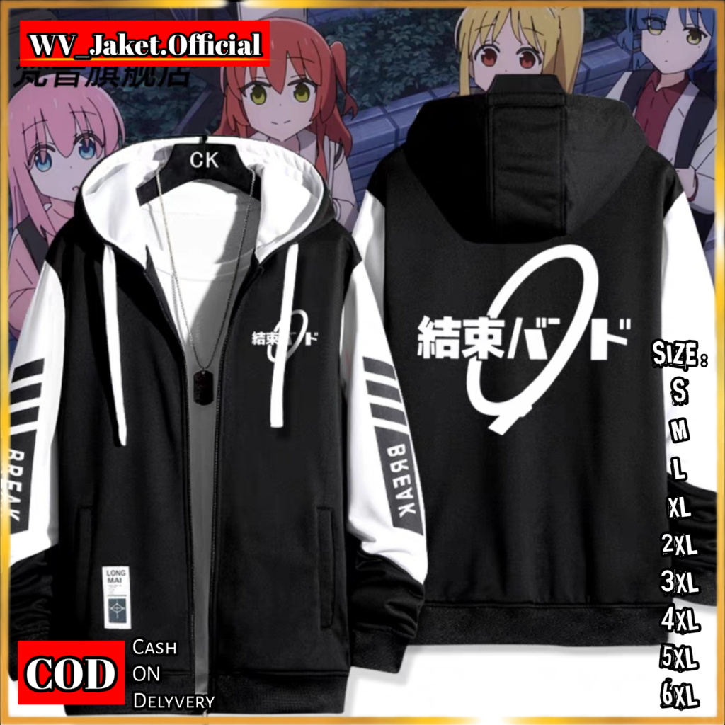 WareVisible Jacket Hoodie ZIPPER BOCCHI THE ROCK Oversize Korean Style Unisex Premium FLEECE