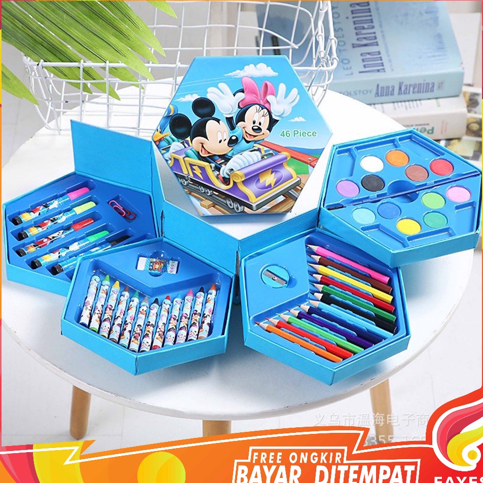

Gratis Pengiriman FAYES COD Crayon Set Isi 46 Spidol Pensil Warna Cat Air Alat Lukis Murah STY9