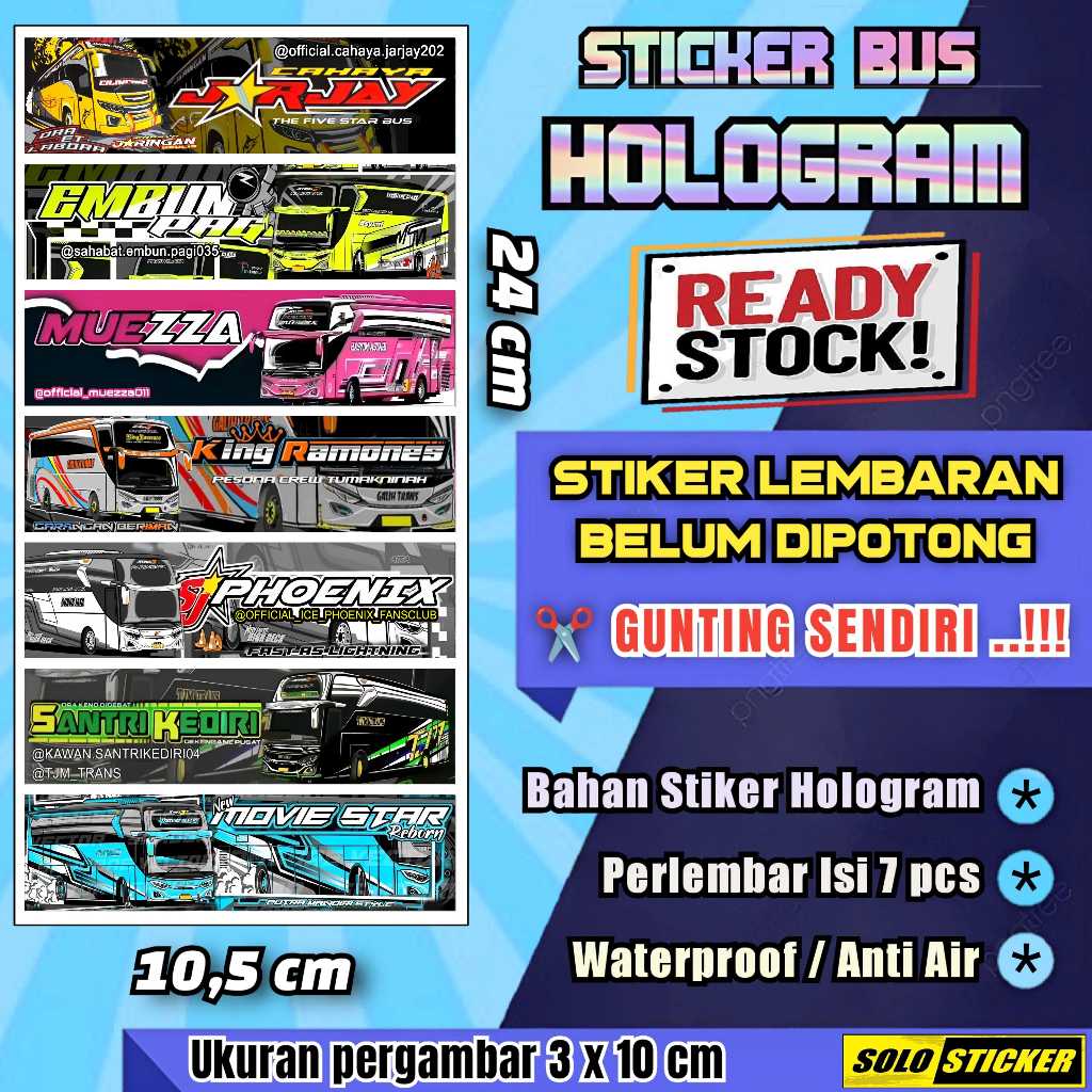 

Stiker Bus Hologram Lembaran Isi 7pc Sticker Bis Jarjay Embun Pagi Muezza King Ramones Santri Kediri