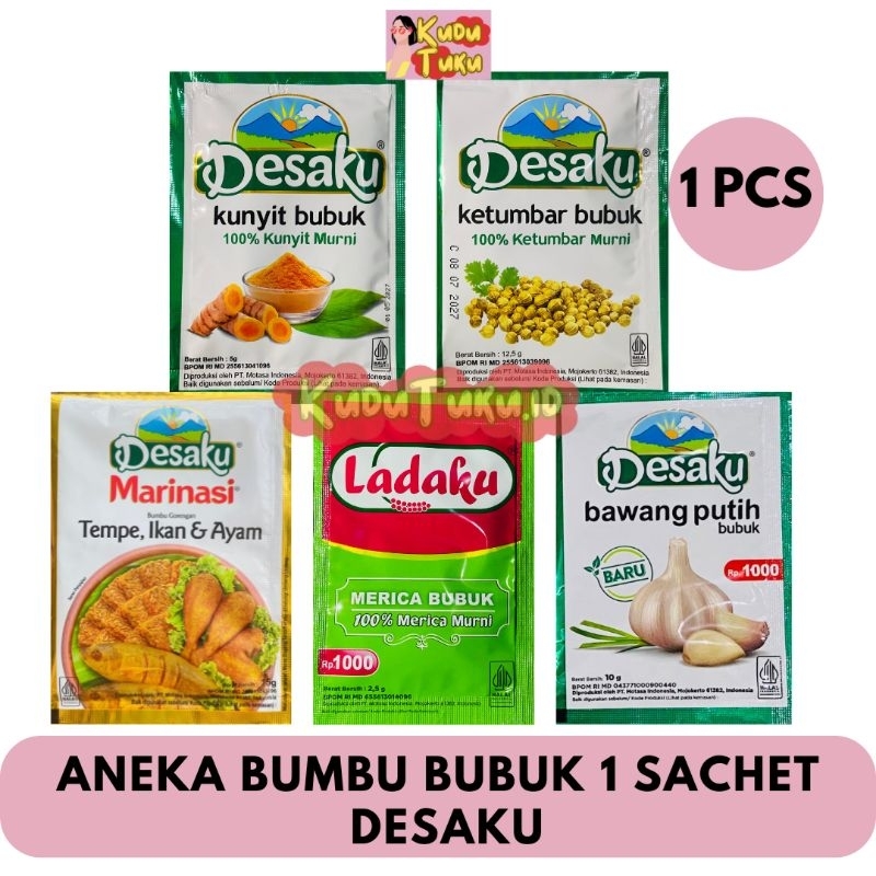 

1 PCS - DESAKU- MARINASI 15g LADAKU 2,5g KUNYIT BUBUK 5g KETUMBAR BUBUK 12.5g SACHET