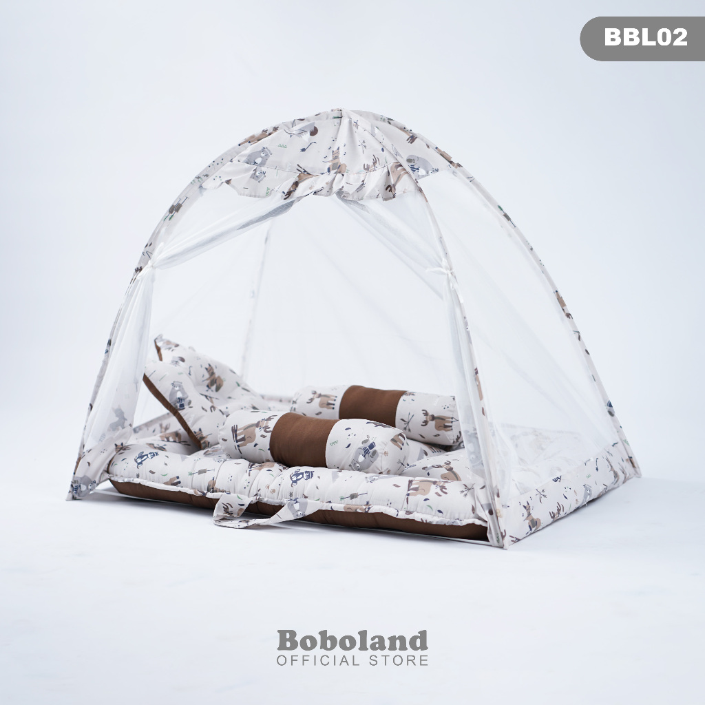 BOBOLAND Kasur Bayi Kelambu Premium Set Lengkap Bantal Guling Kelambu Bayi