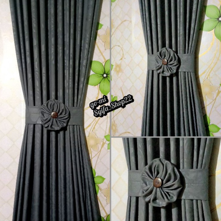 Gorden Jendela Kaca Mmalis Polos Embos Warna  Untuk Jendela Kecil Model Pita Ikat Kupu2