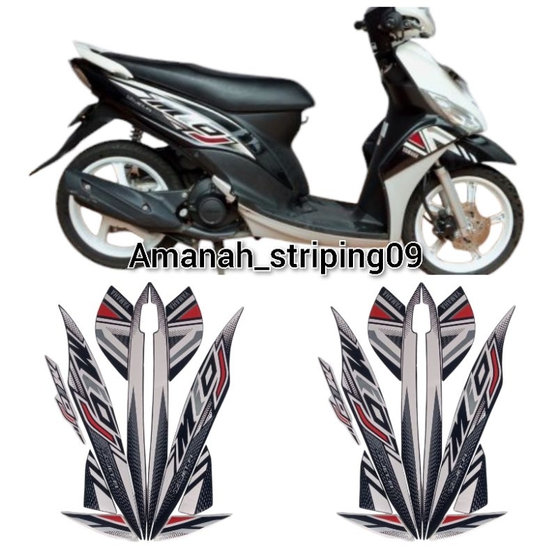 Lish lesh stiker striping motor YAMAHA MIO J 2012 warna hitam