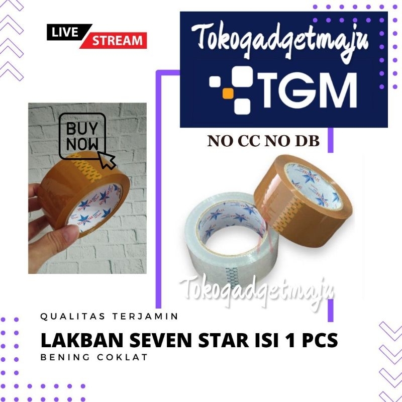 

Lakban SEVEN STAR 45mm x 100 Yard Warna Bening / Coklat isi 1 pcs