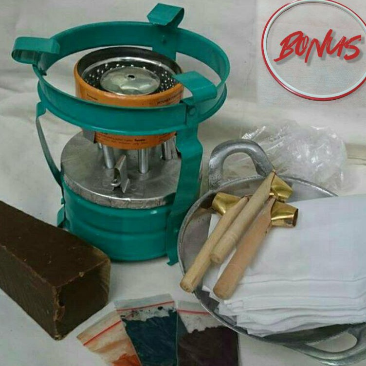 

Diskon Irit Paket Alat Batik Set Lengkap Kompor canting malam pewarna mori wajan waterglass batik