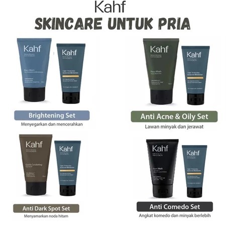 Kahf Paket Skincare Untuk Pria [ Face Wash 100ml + Sunscreen SPF 30+++] Kahf Skincare Pria