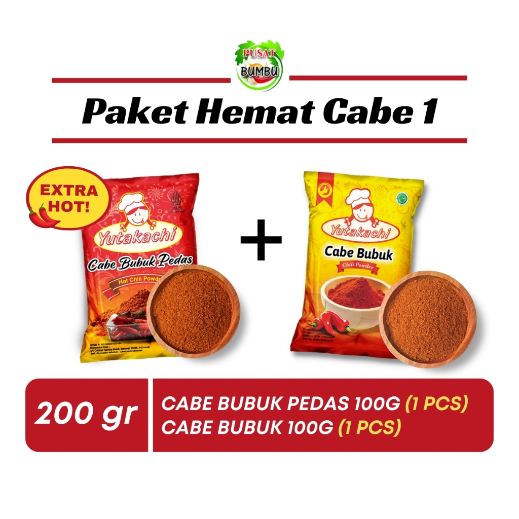 

PAKET CABE BUBUK YUTAKACHI/ Cabe Bubuk Pedas (1pcs) + Cabe Bubuk biasa (1pcs)