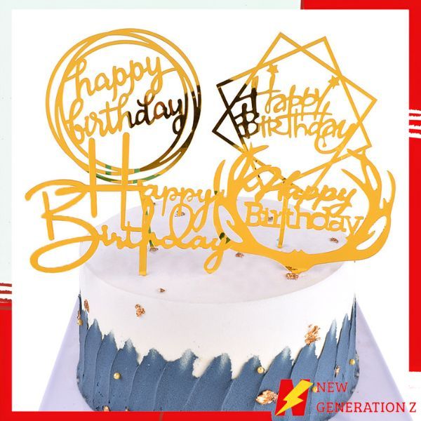 

NGZ Topper Cake Happy Birthday Bahan Akrilik Hiasan Kue Ulang Tahun Acrylic Dekorasi Tusukan Kue Ultah Toppers Cake Hbd