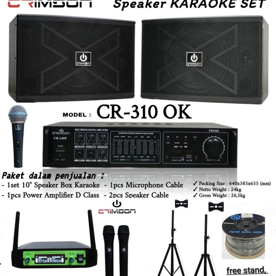 Paket Hemat Lengkap Audio Sound System Crimson 10 Inch Original Outdoor Indoor