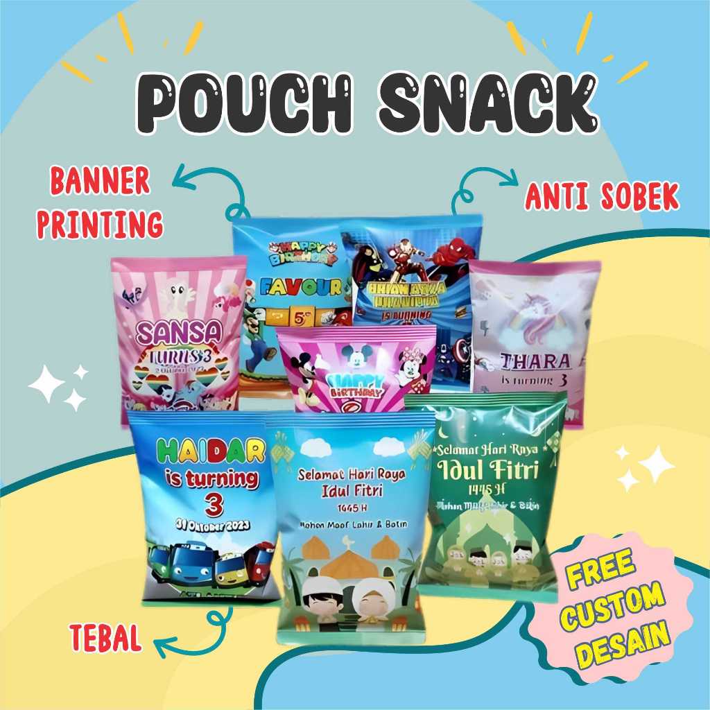 

Pouch Snack Ulang Tahun Custom / Goodie Bag Ultah Snack Pouch Souvenir Hampers Jumbo Birthday Anak