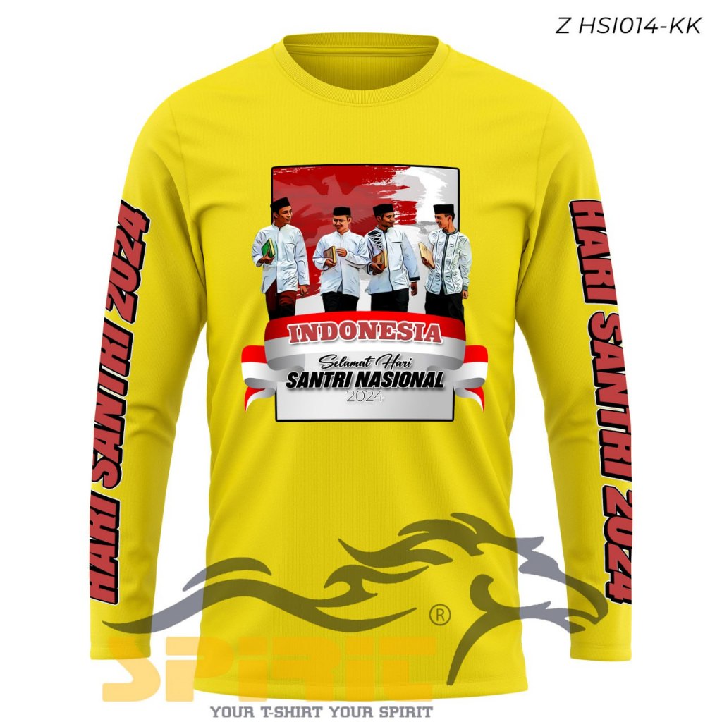 Kaos Baju Hari Santri Motif Depan Santri Indonesia T-Shirt Pria Wanita Lengan Panjang Jumbo