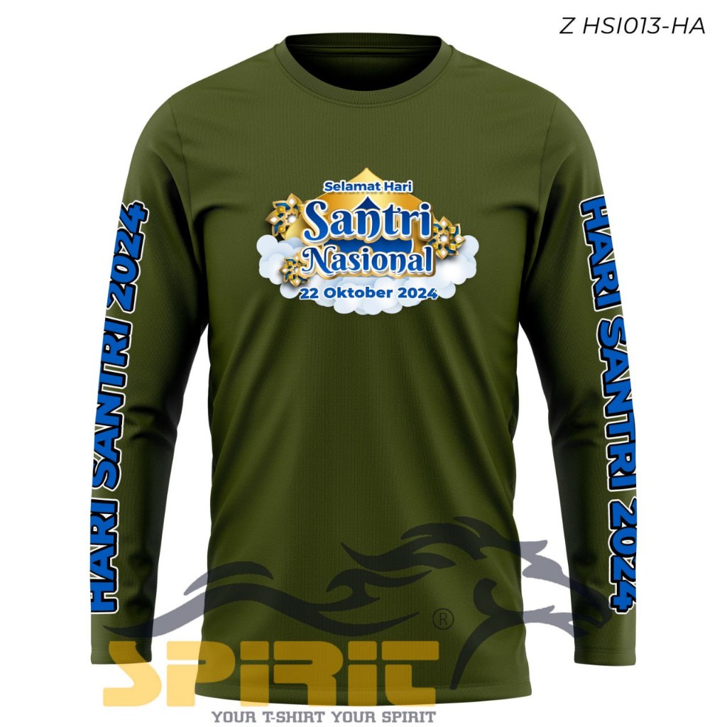 Baju Hari Santri Motif Selamat Hari Santri Nasional Pria Wanita Sablon DTF Lengan Panjang Jumbo