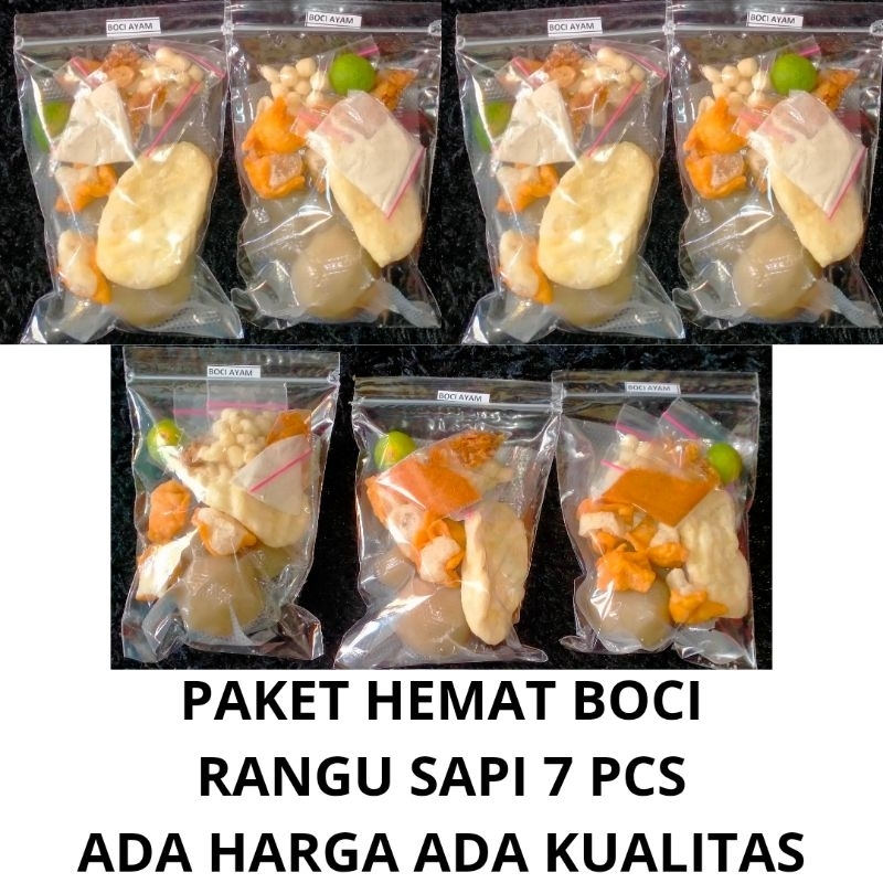 

paket hemat baso aci tulang rangu sapi 7 pcs / boci garut / baso aci chili oil / boci chili oil / chili oil